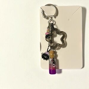Handmade Resin Potion Bottle Keychain with Dried Flowers & Charms